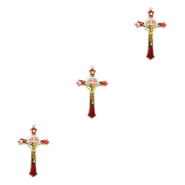 1/2/3/5 Zinklegering Väggkrucifix Cross Jesus Statue Staty Red 12x7cm 3Set