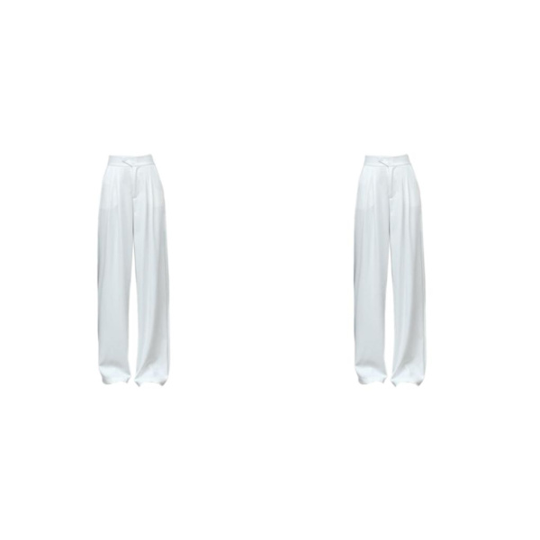1/2/3/5 Womens Wide Leg Byxor Raka Ben Högmidjat kontor White M 2Set