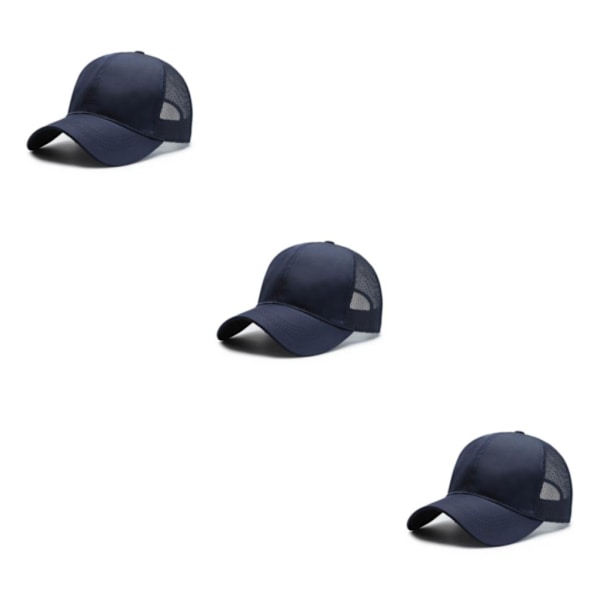 1/2/3 Summer Tunn Polyester Mesh Trucker Hat Justerbar navy blue 3Set