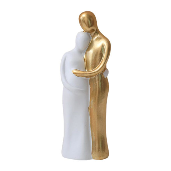 1/2 Resin Familj Par Statyett Skulptur Skrivbordsdekoration Pregnancy Gold Medium 1Set