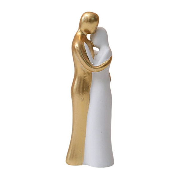 1/2 Resin Familj Par Statyett Skulptur Skrivbordsdekoration Hug Gold Medium 1Set