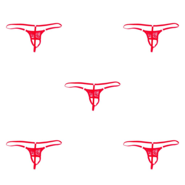 1/2/3/5 Herr med öppen front andas underkläder påse Brief String Red 5Set