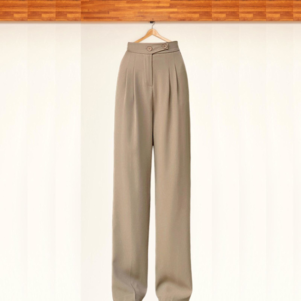 1/2/3/5 Womens Wide Leg Byxor Raka Ben Högmidjat kontor Khaki S 1Set