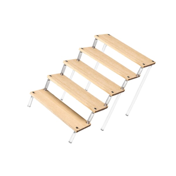 1/2/3 Display Stand Förvaringshållare för samlarobjekt Figurdocka Wood 5 Tiers 1Set