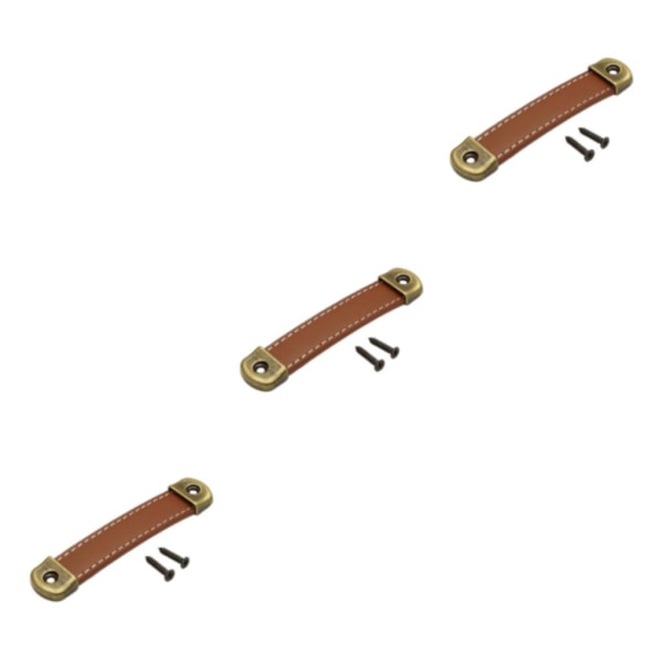 2/3/5 PU-läder Bagagehandtag Handtag Byt ut skåpdrag Khaki Brown 12.2x2.4x1.1cm 3Set