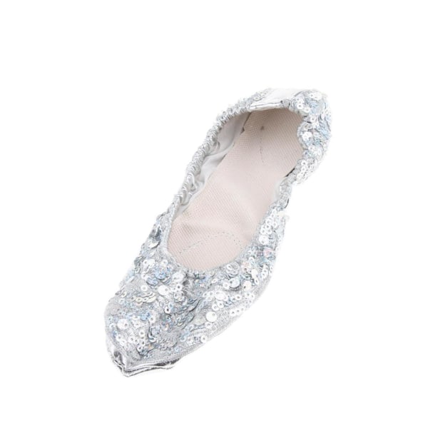 1/2/3/5 Kvinnor Tjej Magdansskor Non- För slip Soft Soles Silver L 1Set