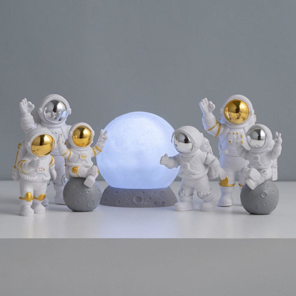 1/2/3/5 4st Astronautfigurer Set Heminredning Söt Sstronaut Gold White 1Set