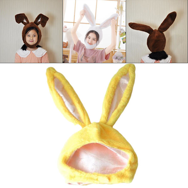 1/2 Cotton Bunny Ears Huvhatt för selfie jul Yellow 21.65x11.02 Inch 1Set