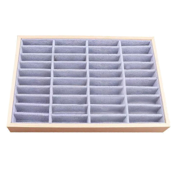Wood Velvet Smycken Organizer Display Case Bricka Box för Frost Velvet