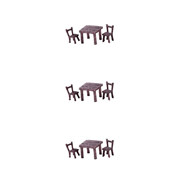1/2/3 Bordsstolar Set Handmålad dekor för Micro Landscape Brown 3Set