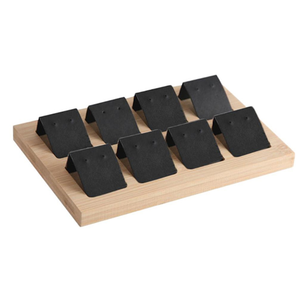 1/2/3 trä örhängeskorthållare med bricka för smycketillbehör 8 Pair Black 1Set