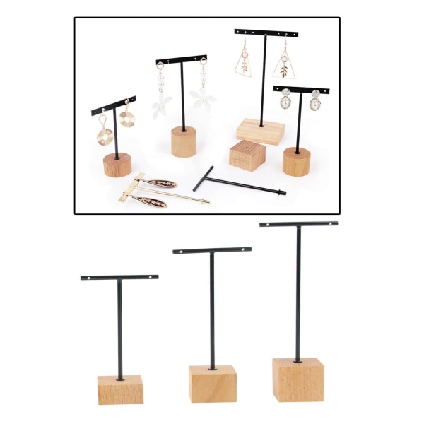 1/2/3 metall smycken T-Shape örhängen Display Rack Stativ Black 4 x 4 x 14cm 1Set