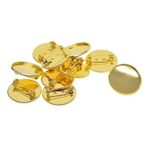 1/5 10 st 25 mm broschtillverkning av tomma cabochonramsinställningsbrickor Golden 5Set