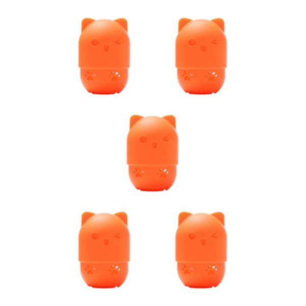 1/2/3/5 Silikon Cat Makeup Svampar Förvaringslåda Rengör och orange 5PCS