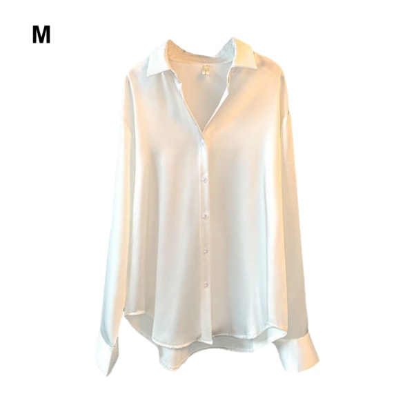 Kvinnor Button-up skjorta Arbetar Lapel Blus Kläder Kläder White M