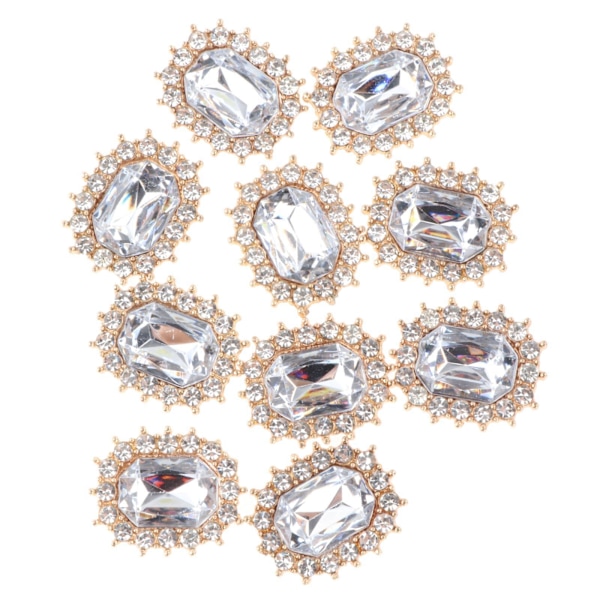 1/2/3/5 10 st Rhinestone Buttons Hantverk Dekoration för kläder Silver 2.1 x 1.7cm 1Set