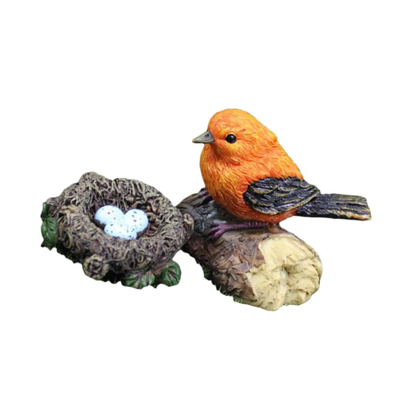 1/2/3 Miniatyr fågelstaty Konsthantverk Fågeldjurmodell 2 Pcs Orange Bird + Nest 1Set