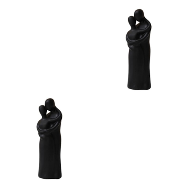 1/2 Resin Familj Par Statyett Skulptur Skrivbordsdekoration Fall in love Black Medium 2Set