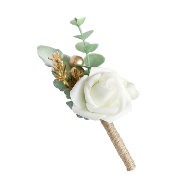 1/2/3/5 Stabilt fixerade konstgjorda bröllopsblommor Boutonniere För Milky White 2PCS