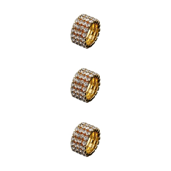 1/2/3/5 Stretch Crystal Ring Utsökt inläggning för Elegant golden 4 rows 3PCS