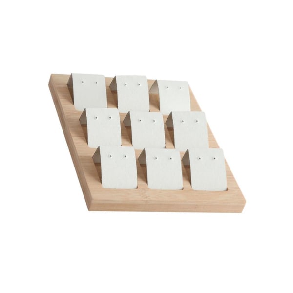1/2/3 trä örhängeskorthållare med bricka för smycketillbehör 9 Pair White 1Set