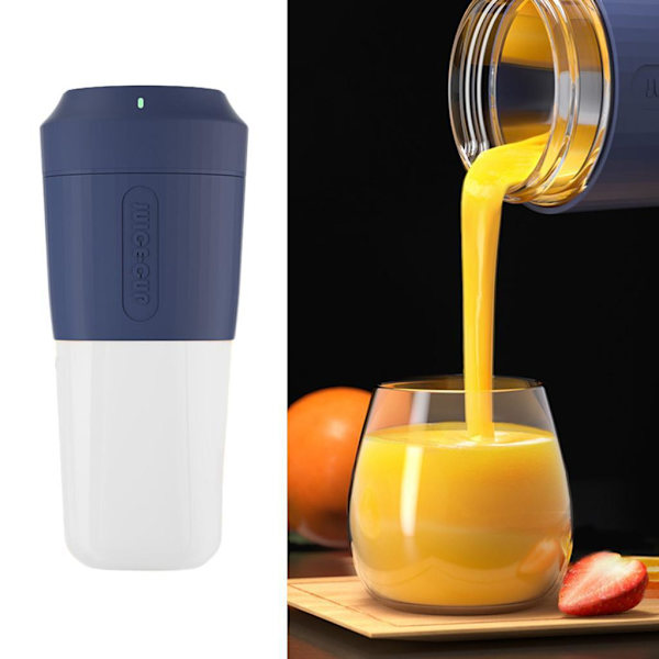 1/3 400ml Bärbar Mini Juicer USB Uppladdningsbar Blender Mixer Blue 9x20cm 1Set