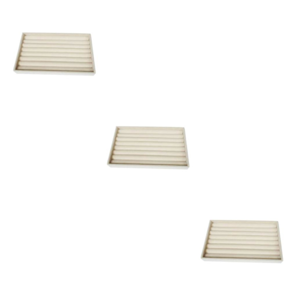 1/2/3/5 Stapelbar smyckesbricka Multipurpose Portable Velvet för Beige Rings Plate 3Set