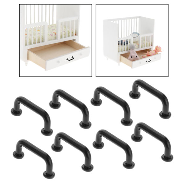 1/2/3/5 1:12 Mini Dragbågform för portgarderob Stor 4st Black Small 8 Pcs 1Set
