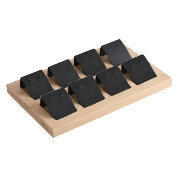 1/2/3 trä örhängeskorthållare med bricka för smycketillbehör 8 Pair Black 1Set