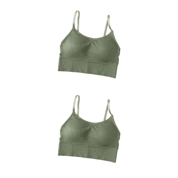 1/2/3/5 Dam Tank Crop Top BH Sexiga Underkläder Underkläder Bralette Green 2PCS