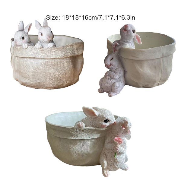 1/2 Resin Snygg kanin Blomkruka Trädgårdar Skönhet inomhus och Rabbit pulling  ears 1 Pc