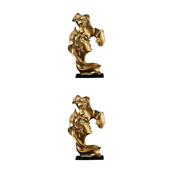 1/2 par kysser staty sovrum heminredning prydnadsfigurer Gold 7.6x3.1x13.4cm 2Set