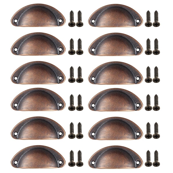 1/2/3/5 12x Koppdrag Skåp Kommod Shell Draw Låda Handtag Red Bronze 15x15x5cm 1Set