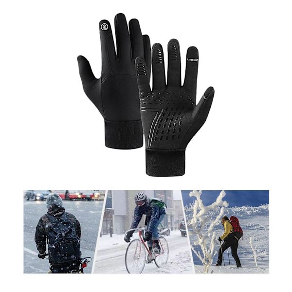 1/2/3 Men Winter Touch Screen Bekväm Full Finger för cykling Black Large 1Set