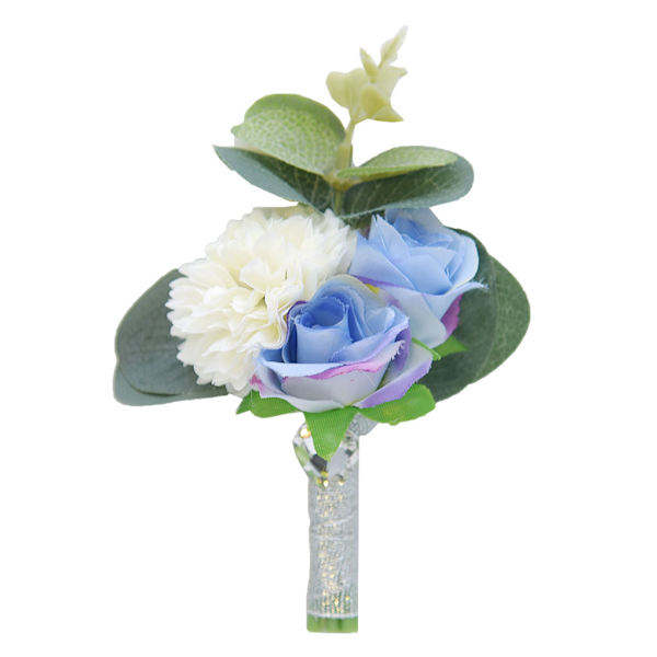 5 delar bröllopsblommor Säker och återanvändbar handledskorsage för män Blue