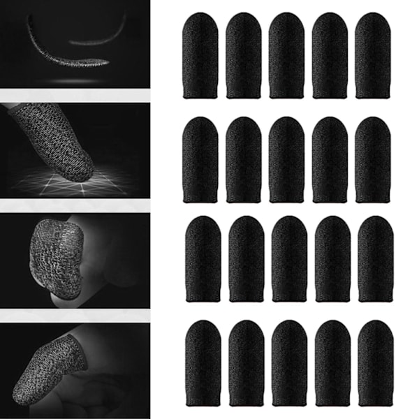 1/2/3/5 20 delar Gaming Finger Sleeves Anti Sweat Andas Black 45 x 25mm 1Set