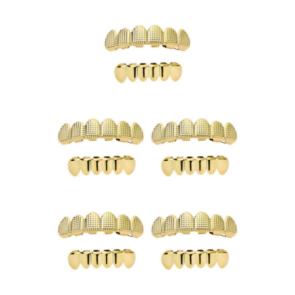 205-01-03 Hip Hop Grill Fake Mouth Smycken Cosplay Decor Golden 5Set