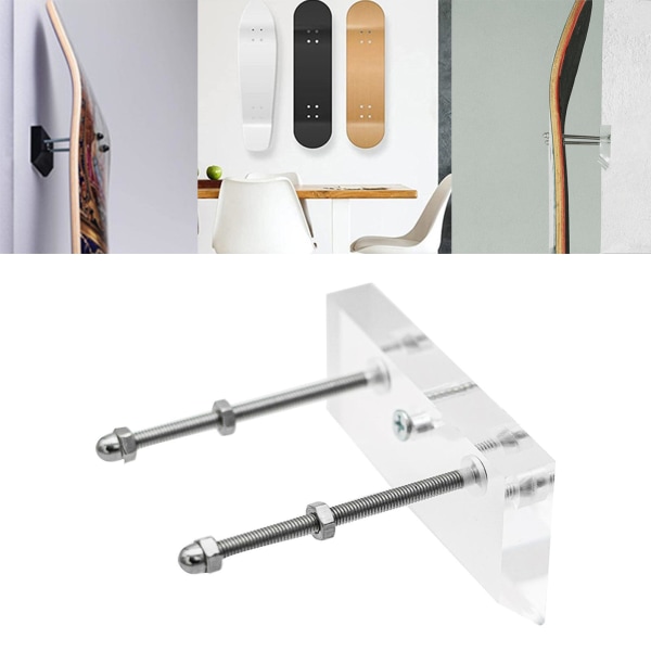 1/2/3/5 Väggmonterad Longboard Display Rack för snygg garage Clear 1 Pc