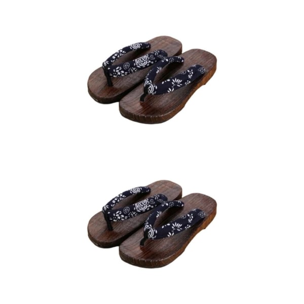 1/2 Japanska träskor Tofflor Geta Sandaler För Flip Flops för män Blue Round Size 41 2Set