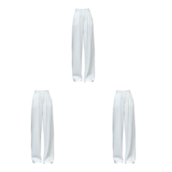 1/2/3/5 Womens Wide Leg Byxor Raka Ben Högmidjat kontor White 4XL 3Set