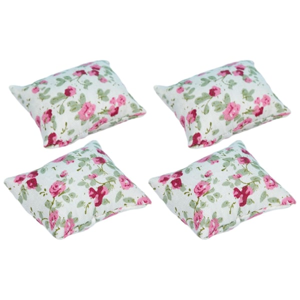 1/2/3/5 4st Miniatyr dockhuskudde för bäddsoffa red floral 5.5x4.5cm 5Set