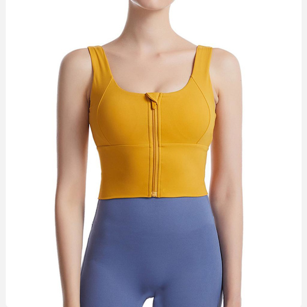 1/2/3 Womens Front Zip Sport BH För bekväma vadderade Shapewear Yellow L 1Set