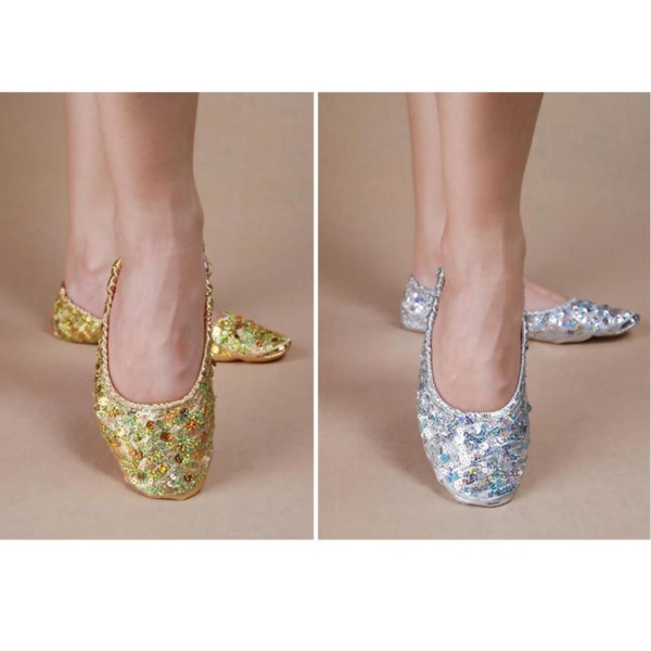 1/2/3/5 Kvinnor Tjej Magdansskor Non- För slip Soft Soles Gold L 1Set