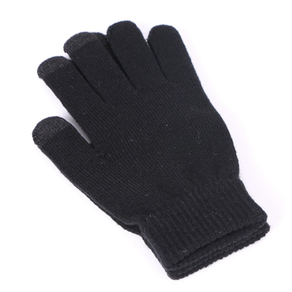 1/2 Beanie Hat Scarf Handskar Set Varm mjuk bomull för skidcykling Black 1Set