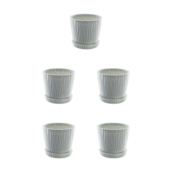 1/2/3/5 lätta och bärbara blomkrukor för inomhus och light gray S pot+S tray 5Set