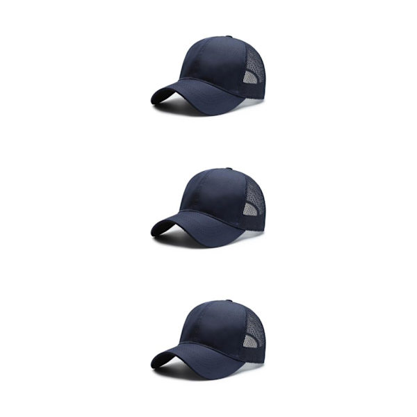 1/2/3 Summer Tunn Polyester Mesh Trucker Hat Justerbar navy blue 3Set