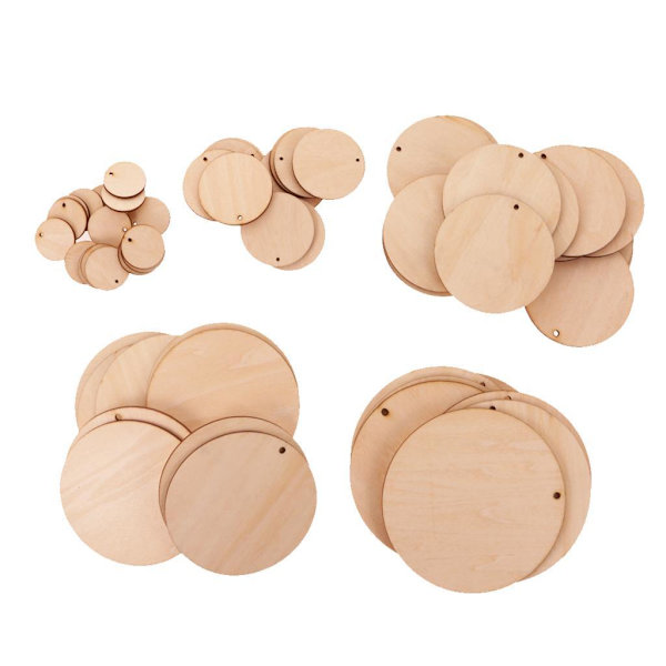 1/2/5 runda oavslutade bitar skiva med hål för konst DIY Wood 120mm 10 Pcs 5Set
