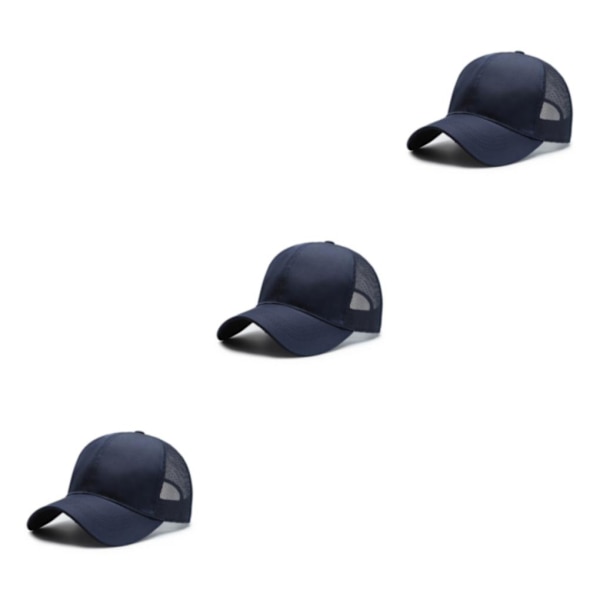 1/2/3 Summer Tunn Polyester Mesh Trucker Hat Justerbar navy blue 3Set