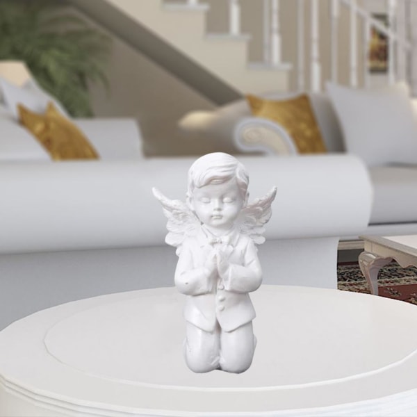 1/2 Resin White Angel Staty Desktop Decor Collection Window prayer boy 1Set