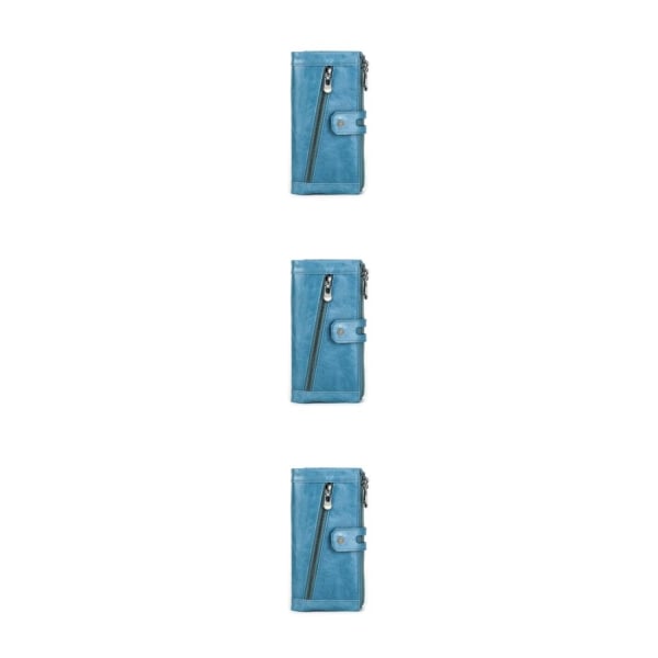 1/2/3/5 Läder Damplånbok För Zipper Pocket Snygg plånbok Light Blue 3PCS